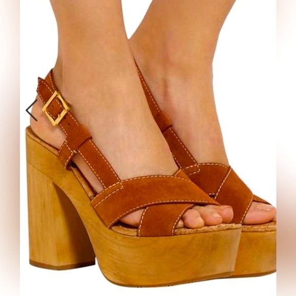 Sam Edelman | Mae | Suede Ginger spice Platform Heels |  Retro Chunky Heel | 7.5 - Picture 2 of 12